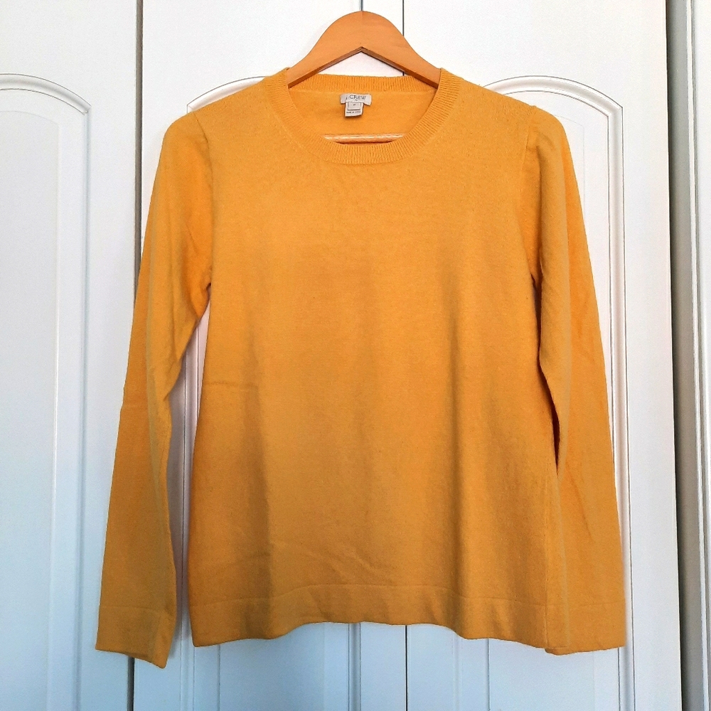 JCrew Cotton and Wool Blend yellow sweater sz M